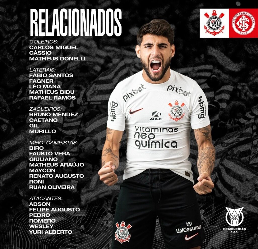 O Corinthians finalizou a preparação para a partida contra o Internacional. O paraguaio Matías Rojas não foi relacionado para a partida.