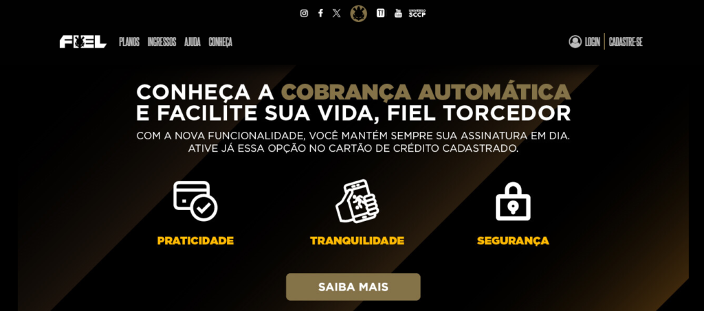 O Corinthians divulgou no site do Fiel Torcedor que agora é possível colocar cobrança automática para os planos Fiel Torcedor.